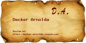 Decker Arnolda névjegykártya